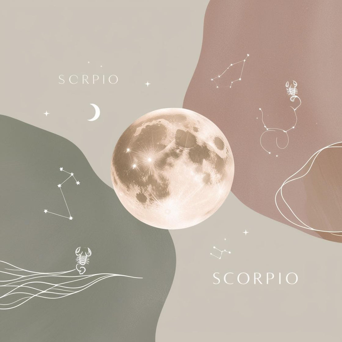 Full Moon illuminated with scorpio symbol
